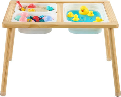VEVOR Sensory Table for Toddlers, Wooden Kids Activity Table with Reversible Double-Sided Board, Storage Bins, and Non-Slip Feet, for Boys and Girls Playing Sand and Water, Drawing, Studying, Dining