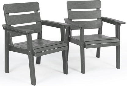 Outdoor Patio Dining Chair Set of 2, All-Weather Patio Chairs with Armrests, Ergonomic Design, Ideal for Garden, Poolside, Backyard, Deck, Dark Gray