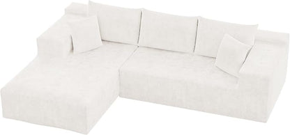 YESHOMY Boneless Couches for Living Room, 108" Sectional Modular Sectional Sofa with Deep Seat, Cloud Comfy Couch with L-Shape Chaise, Easy Assembly (Chenille, Pearl Cream)