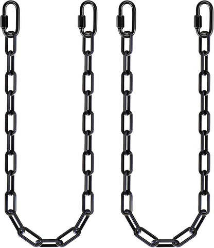 2Pcs 45" Black Heavy Duty Hanging Chains with 4 Carabiners 1000 LB Capacity Coated Swing Chain Extension Hammock Chains and Hooks Hardware Chain for Hanging Chair, Porch Swing, Punching Bags