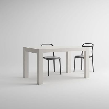 Mobili Fiver, Iacopo Extendable Dining Table, 55.1(86.6) x35.4 in, Ashwood White, for 6-10 People, Expandable Dining Table for Kitchen, Living Room, Italian Furniture