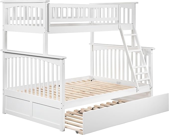 AFI, Columbia Ladder Bunk Bed Twin Over Full with Twin Trundle, White
