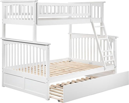 AFI, Columbia Ladder Bunk Bed Twin Over Full with Twin Trundle, White