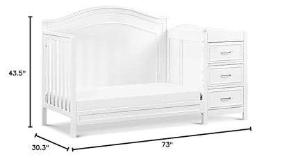 Davinci Charlie 4-in-1 Convertible Baby Crib w/Changing Table, White | Greenguard Certified Baby Crib Convertible to Toddler Bed, Daybed, Full-Size Bed - Changing Table Combo w/ Extra Storage