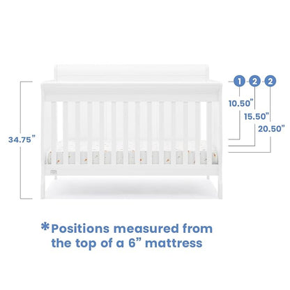 Simmons Kids Carter 6-in-1 Convertible Crib - Greenguard Gold Certified, Bianca White