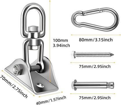 HOMPER Hammock Hanging Kit, 1000 lb Capacity Heavy Duty 360° Rotate Swing Hooks for Chair, Yoga, Outdoor Patio Porch
