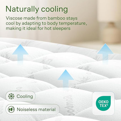 Niagara Sleep Solution Ultra Soft King Size Mattress Topper - Rayon Derived from Bamboo Pillow Top Mattress Pad for Back Pain Relief - Naturally Cooling for Hot Sleepers, White