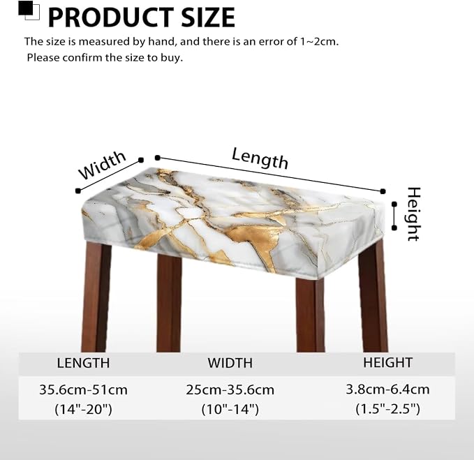 Marble Print Bar Stool Covers Rectangle Set of 2 Stretch Barstool Seat Covers Bar Stool Chair Covers Rectangle Removable Bar Stool Seat Covers Bench Covers Slipcover Vanity Chair Cover