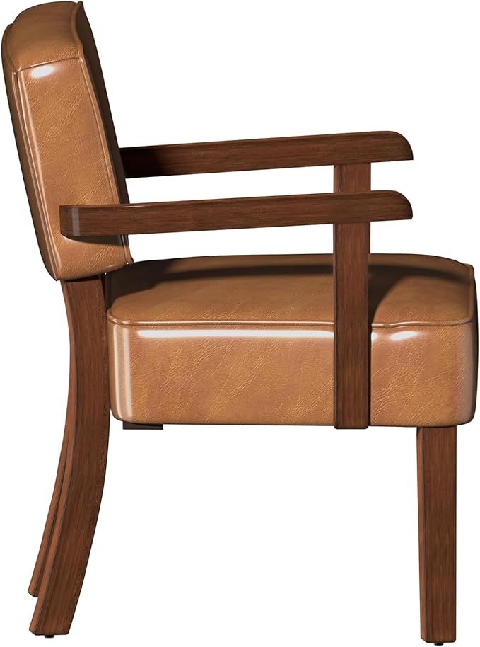 FAGAGA Accent Chair, PU Leather Living Room Chairs Oversized with Soft Seat and Armrests, Armchair for Bedroom, Dinning, Reading, Waiting Rooms (Leather Brown)