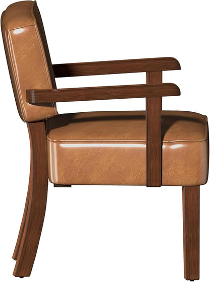FAGAGA Accent Chair, PU Leather Living Room Chairs Oversized with Soft Seat and Armrests, Armchair for Bedroom, Dinning, Reading, Waiting Rooms (Leather Brown)