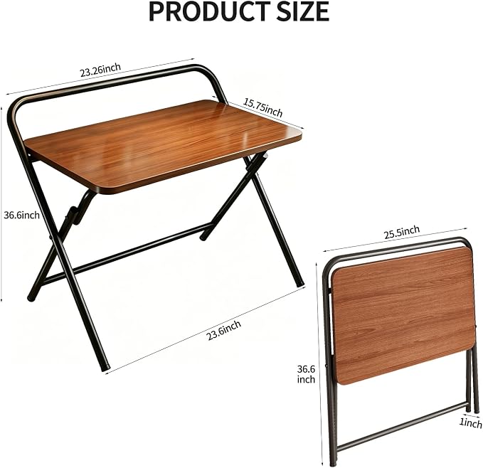Folding Desk, Small Foldable Computer Desk, Small Table | No Assembly Required,Foldable,24 x 16 Inch,Dark Brown,Suitable for studying&working or dining