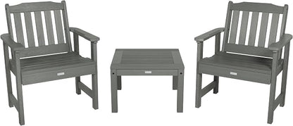 Highwood AD-KITCHGL2-CGE 2 Lehigh Garden Chairs with 1 Square Side Table 3-Piece Set, Coastal Teak