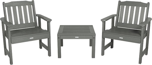 Highwood AD-KITCHGL2-CGE 2 Lehigh Garden Chairs with 1 Square Side Table 3-Piece Set, Coastal Teak
