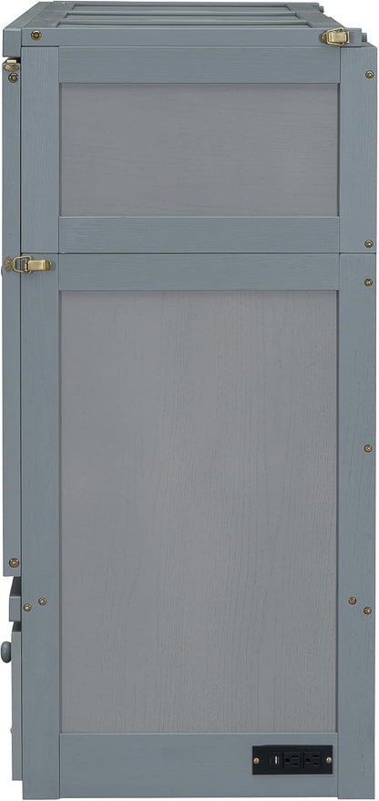 Merax Murphy Bed Cabinet Full Size with Storage Drawers, Chest Cube Bed for Guest Room, Built-in Sockets & USB Ports, for Home Office or Small Bedroom, Grey