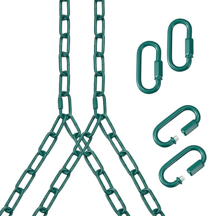 Heavy Duty Porch Swing Hanging Chain Kit (2 Pack) 1500 Lbs Capacity, Up to 7.1ft Length- Rustproof Zinc-Plated, 4 Quick Links & 2 Y-Chain Assemblies, Indoor/Outdoor Hanging Hardware(Green)