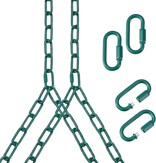 Heavy Duty Porch Swing Hanging Chain Kit (2 Pack) 1500 Lbs Capacity, Up to 7.1ft Length- Rustproof Zinc-Plated, 4 Quick Links & 2 Y-Chain Assemblies, Indoor/Outdoor Hanging Hardware(Green)