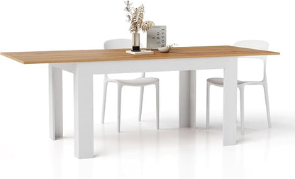 Mobili Fiver, Easy, Extendable Dining Table, 55.1(86.6) x35.4 in, Rustic Oak and Ashwood White, Made in Italy