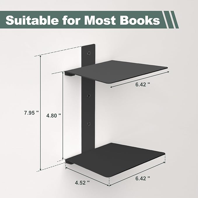 Mefirt Invisible Floating Bookshelves for Wall, 6 Tier Vertical Spine Book Tower, Heavy Duty Floating Book Shelves Metal Book Organizers for Home Office, 3 Pack(Black)