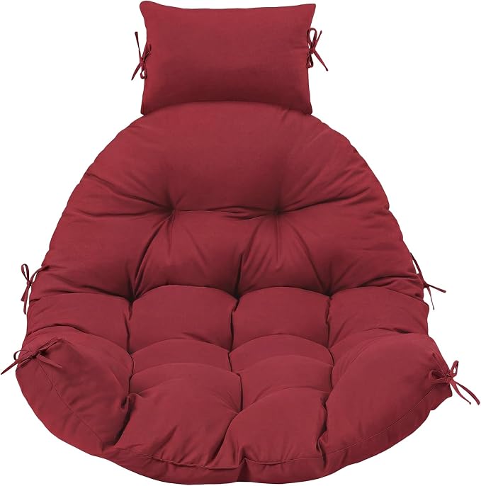 Tudomro Brick Red Waterproof Egg Chair Cushion with Pillow Filling 2.58 kg Replacement Rocking Wicker Chair Cushion 48" x 32" High Back Hanging Swing Hammock Pad Thicken for Outdoor Patio Garden