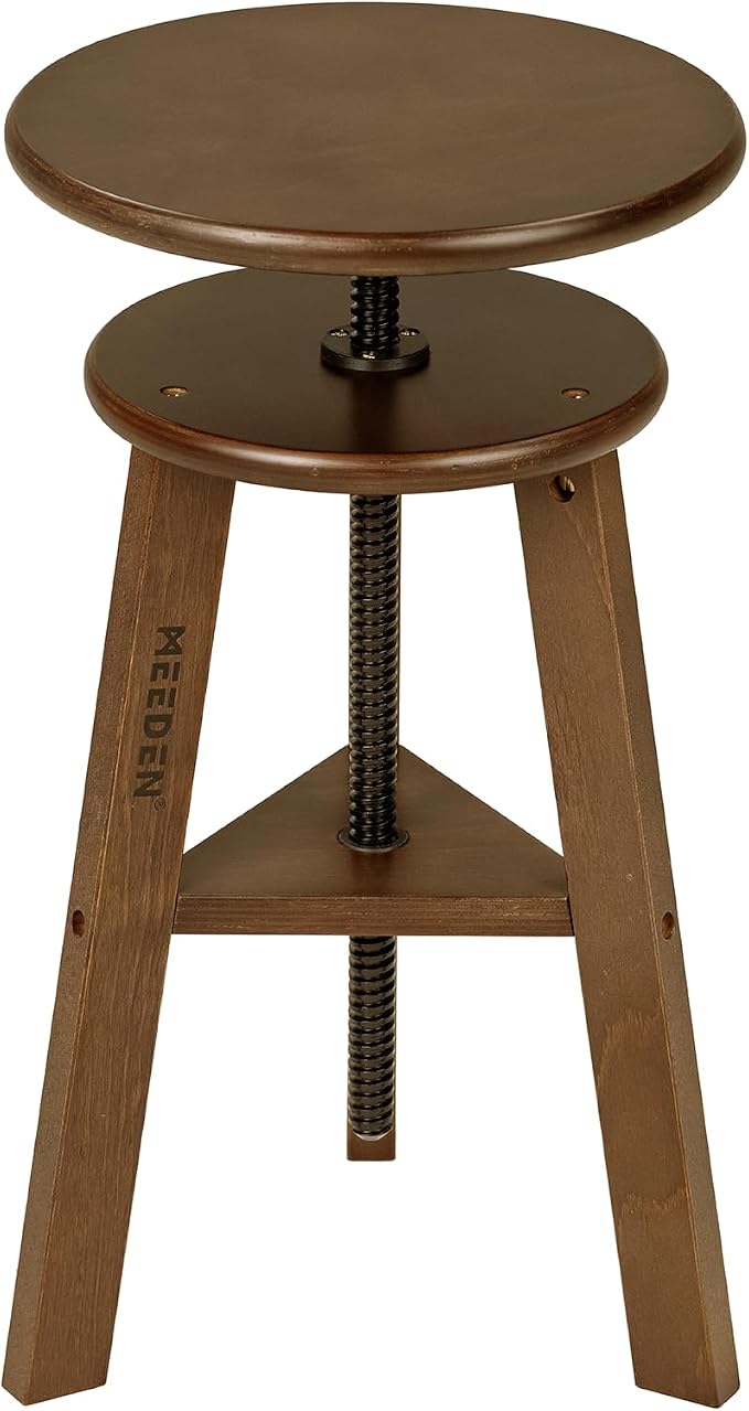 MEEDEN Walnut Drafting Stool with Solid Beech Wood, Height Adjustable Artist Studio Stool, Bar Stool, Office & Kitchen Stool, Perfect for Studio, Home Use, Bars