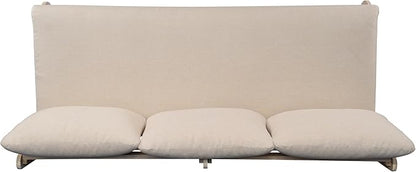 Merax Outdoor Acacia Wood Sofa with All-Weather Cushions, Patio Low 3-Seater Lounge Sofa for Porch, Lawn, Backyard, Balcony, Antique Gray White +Off White
