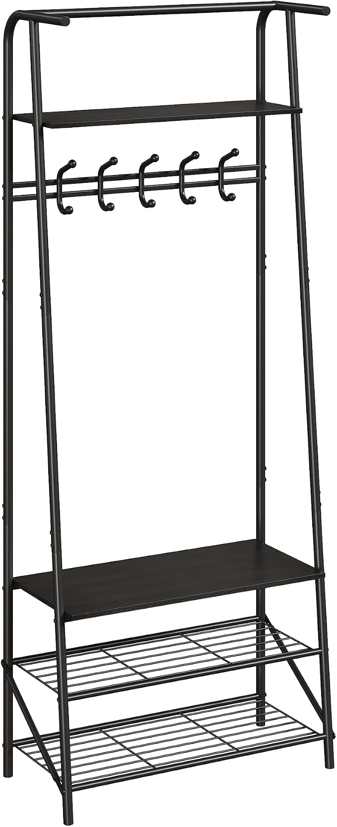 MDF Hall Tree with Bench, 4-in-1 Entryway Coat Rack with Storage Shelf & Shoe Organizer, Sturdy Freestanding Furniture for Living Room, Bedroom, Mudroom