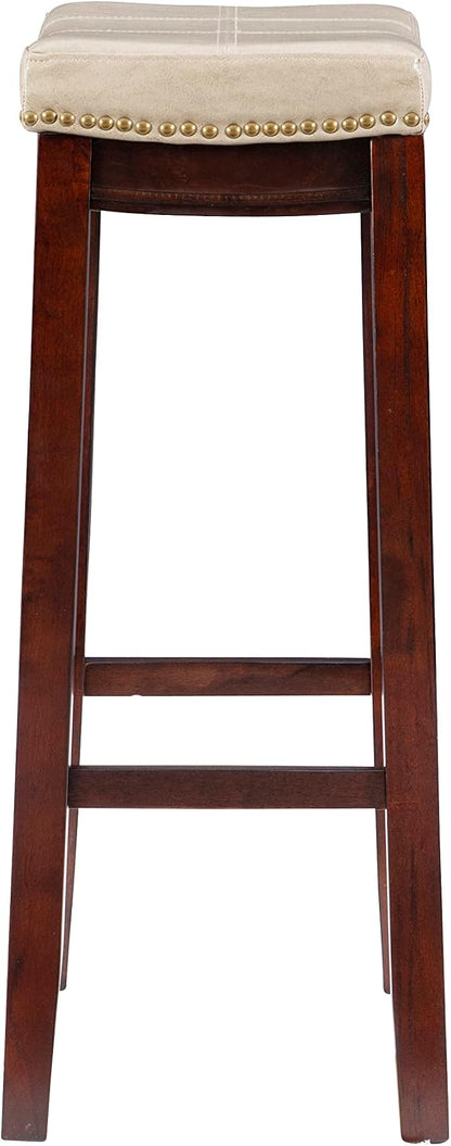 Linon Carson Cream Backless Bar Stool, Off-White