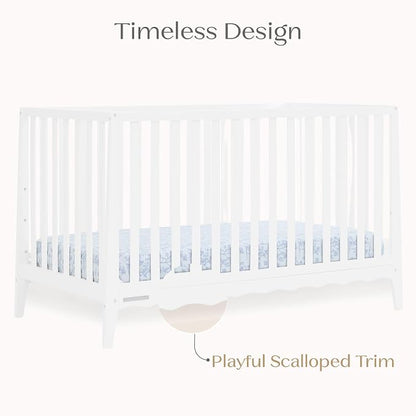 Delta Children Lulu 5-in-1 Convertible Crib, Converts to Toddler Bed, Daybed, Sofa & Full-Size Bed, Greenguard Gold Certified, Fits Standard Crib Mattress, 3 Mattress Heights for Baby,Bianca White
