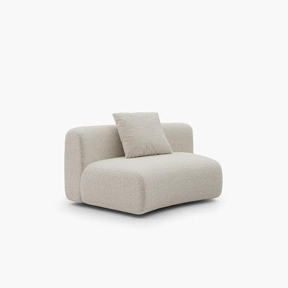 Acanva Formia Boucle Curved Sectional Sofa, Armless Chair, White | Modular Couch, Modern Minimalist, Wood Frame, For Living Room, Apartment, Home Office