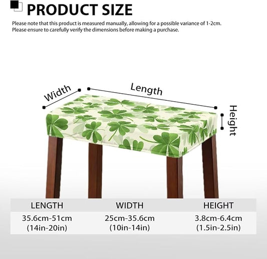 Bar Stool Covers St Patricks Day Bar Stool Covers Rectangle Set of 2 Stretch Vanity Chair Cover for Living Room Kitchen Counter Foot Stool Covers Rectangular Lucky Leaf
