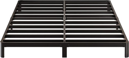 Lutown-Teen 5 Inch Low Full Size Bed Frame with Rounded Corner Legs, 200 LBS Heavy Duty Metal Full Platform Bed Frame No Box Spring Needed, Noise Free, Easy Assembly, Black
