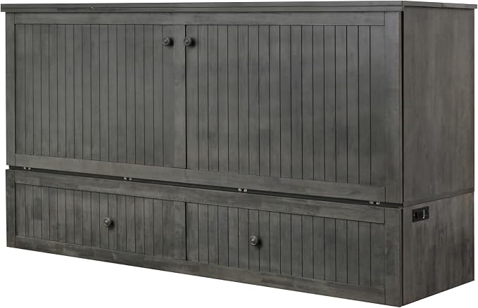 Mega Solutions Murphybedz Tuscany Murphy Cabinet Chest Bed with Charging Station 6 Inch (Galaxy Grey, King)