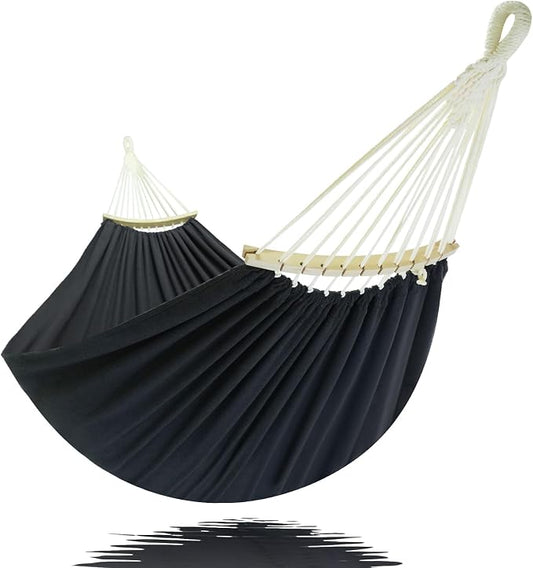 GOCAN Double Hammock 2 Person Extra Large 220x150cm Total Length 330cm Load 500lb Canvas Cotton Hammock for Patio Porch Garden Backyard Lounging Outdoor and Indoor with Removable Spreader bar
