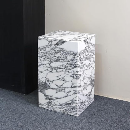 Luxury Marble Side Table,Square End Table for Modern Sofa and Bed, Living Room, Sofa, Bedroom（Arabescato）
