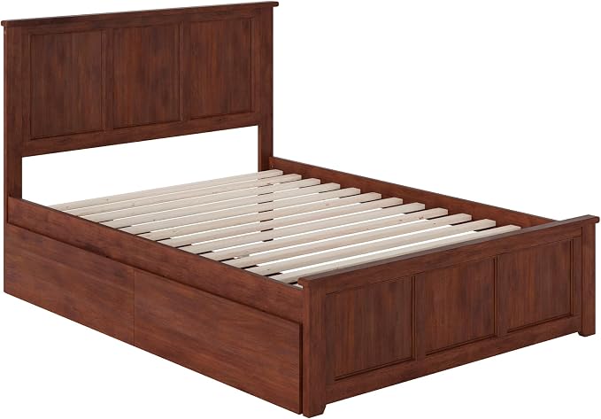 AFI, Madison Full Platform Bed with Matching Footboard & Storage Drawers, Walnut