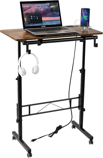 SIDUCAL Standing Desk Height Adjustable with Tiltable Tabletop, Rustic Brown