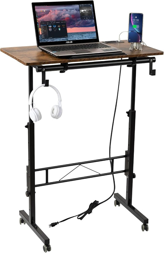 SIDUCAL Standing Desk Height Adjustable with Tiltable Tabletop, Rustic Brown