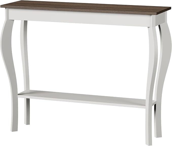 ChooChoo Narrow Farmhouse Console Table, Chic Accent Sofa Table, Entryway Table, Soft White