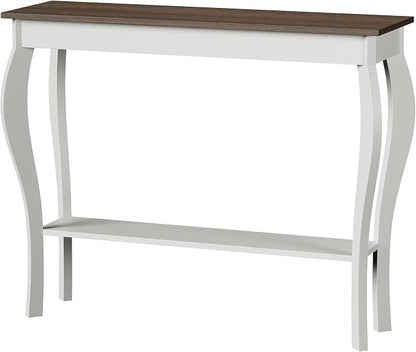 ChooChoo Narrow Farmhouse Console Table, Chic Accent Sofa Table, Entryway Table, Soft White