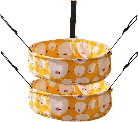 SHENGOCASE 2-Pack Cat Hammock Lounge Cat Hanging Bed for Cage Kennel Chair with Metal Frame, Adjustable Straps (Orange)