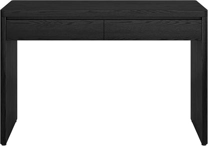 Henn&Hart 48" Modern Rectangular Wooden Home Office Desk Computer Desk Writing Table with 2 Storage Drawers for Home Office, Natural Black