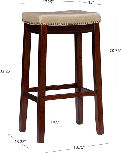 Linon Carson Cream Backless Bar Stool, Off-White