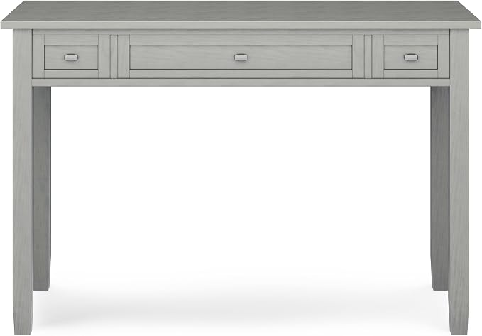 SIMPLIHOME Warm Shaker Desk - 48 Inch Wide Solid Wood Writing Desk in Fog Grey, Transitional Home Office Computer Table for Workspace or Study with Flip-Down Keyboard Tray and 2 Drawers
