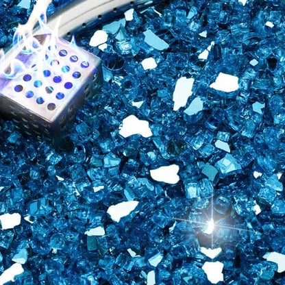 NUPICK 10 Pound Fire Glass, 1/4 Inch Reflective Fire Pit Glass