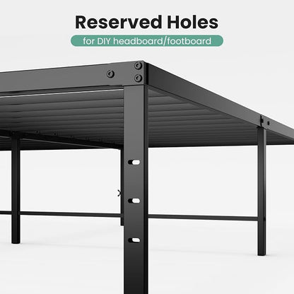 Sweetcrispy King Size 18 Inch Platform Bed Frame, Heavy Duty Metal Foundation Frame, Noise-Free Sturdy Steel Slats, Underbed Storage, No Box Spring Needed, Quick Setup