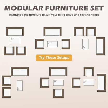 FDW | 4-Piece Patio Furniture Set | Blue | Outdoor Wicker Furniture with Coffee Table | Modern Rattan Chairs Conversation Set | Outdoor Seating | Weather-Resistant | for Porch, Garden, Lawn