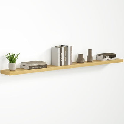 Fun Memories 72 Inch Floating Shelves - Fireplace Mantel Shelf - Deep Wall Mounted Wood Storage Shelf for Bedroom, Kitchen, Farmhouse - 1 Pack, Oak