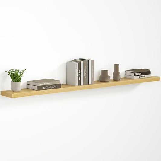 Fun Memories 72 Inch Floating Shelves - Fireplace Mantel Shelf - Deep Wall Mounted Wood Storage Shelf for Bedroom, Kitchen, Farmhouse - 1 Pack, Oak