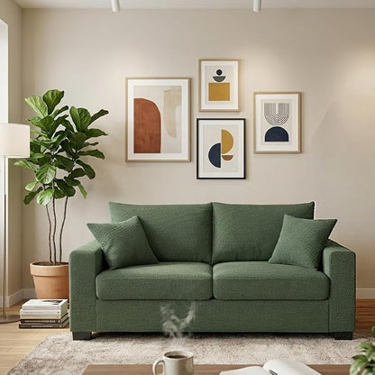 Ball & Cast 69" Loveseat Sofa, Modern Love Seat Couches for Living Room,Upholstered 2 Seater Small Couch with Throw Pillows for Bedroom,Apartment,Office,Easy Assembly,Dark Green