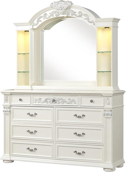 First of a Kind Platinum White King 4 Piece Bedroom Set